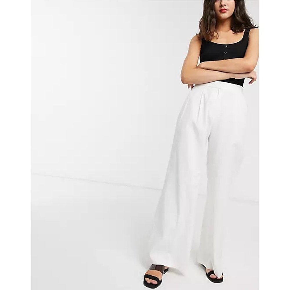 NWT ASOS DESIGN Linen Wide Leg Pants - Picture 4 of 7